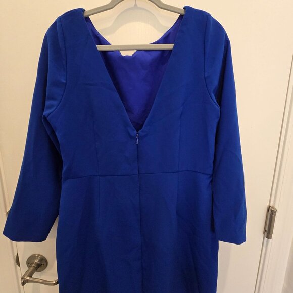 Sachin & Babi Blue Patrizia Bateau Asymmetrical Hem Midi Sheath Dress Size 14 - Picture 11 of 16